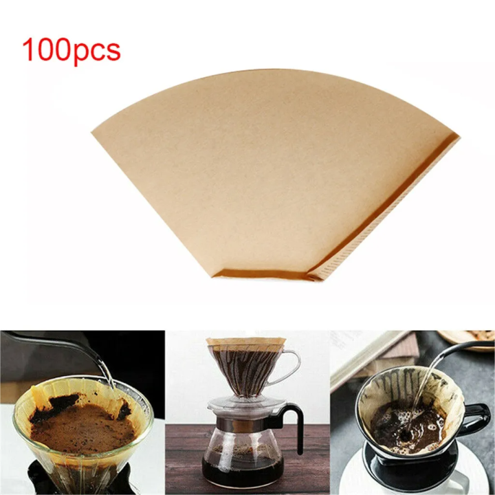 100 Pcs/Bag Wooden Original Hand Drip Paper Coffee Filter,Cone Coffee