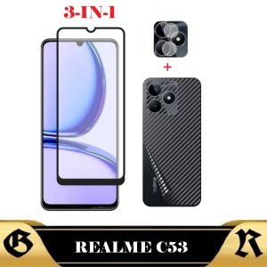 PROMO Paket 3in1 Tempered Glass Layar REALME C53 Bonus Camera Dan Garskin