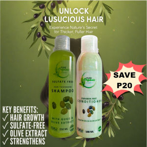 Sulfate Free Olive Shampoo by Pure Organic For Hair Growth and Hair Thickener With Gugo Extract