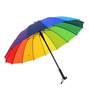 ร่ม 16 กระดูก ร่มขนาดใหญ่สีรุ้ง ร่มแดด ร่มสายรุ้ง ร่มแฟชั่น  ทนต่อฝนและลม  สีสันสดใส ป้องกันแสงแดด กันฝน ป้องกันรังสียูวี ก้านตรง