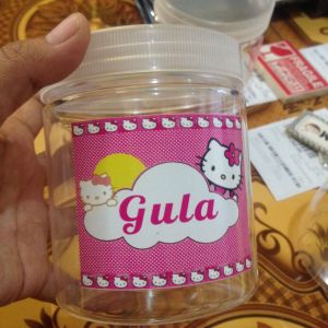 D3-TEMPAT/TOPLES GULA KOPI TEH TAHAN AIR DAN MINYAK WATERPROOF STIKER TOPLES HELLO KITTY PINK HELLO KITTY HK