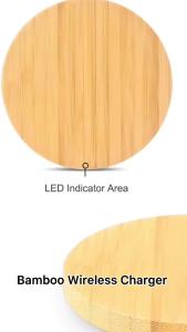 Bamboo Wood 15W Qi Wireless Charger USB C Fast Charging Pad For iPhone 15 14 13 12 Pro Max 11 XS Max X XR 8 Plus Galaxy