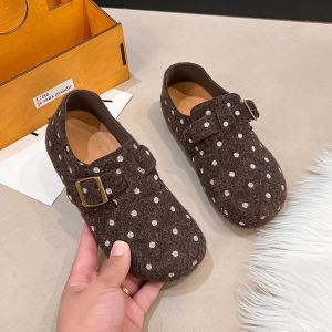 Free Shipping Retro Polka Dot Inner-Heightening Suede WomenS Shoes 2026 Autumn/Winter New Collection Casual Flat Loafers Round-Toe Single Shoes