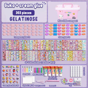 343 PCS Goo Card Set Cute Ice Cream Cup Guka Cream Glue Diy Kit Stickers Cartoon Toys for Kids Girl