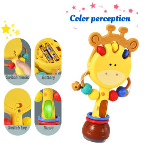 Rattle Baby Toy Early Learning Montessori Toys with Music and Stories Teether Hand Grab Spinner Toy Infant Feeding Toy Gifts for Toddlers Boys Girls