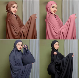 FREE TAS - Mukena Dewasa Khadijah Penutup Dagu Jersey Premium Super Jumbo/Mukena malaysia traveling