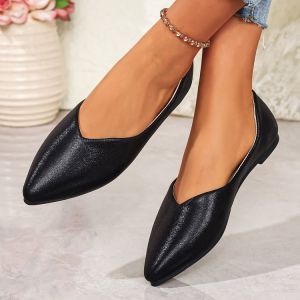 Free Shipping 2026 Spring PU Shallow Pointed Toe Low Heel Square Heel Slip-On Shoes With Rubber Sole For Comfort