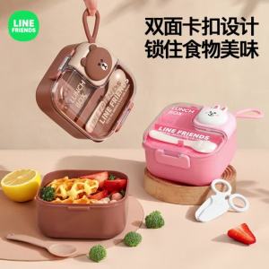 LINE FRIENDS Anime Kawaii Childrens Lh  Brown Home Food Bowl Portable Tableware Cony Cartoon Stainless Steel Lh EIRU-2IJ