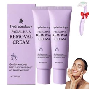 Hydrateology Facial Hair Removal Upgraded Effective Hydrateology Facial Hair Removal Cream for Sensitive Skin Gentle Hydrateology Hair Remover Long-Lasting Depilatory Cream for All Skin Types (1)