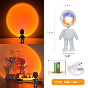Astronaut Robot Rainbow Projection Sunset Lamp Infinite Dimming Sun Lamp Table Night Light Bedroom Atmosphere Light