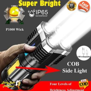 Lampu Senter Darurat Emergency 5 LED Super Terang COB Light Rechagerable 4 Mode USB Rechargeable Tahan Air dan Cuaca