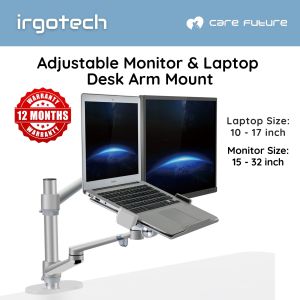 IRGOTECH Dual Arm Desk Mount for Monitor and Laptop Monitor Laptop Desk Arm Mount Monitor Arm