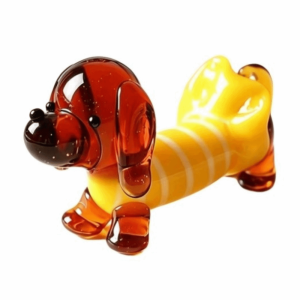 EXCES Transparent Glass Dachshund Figurine Handmade Colorful Mini Glass Dog Ornament Miniatures Clear Crystal Glass Puppy Statue Home Decor