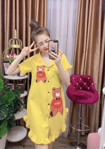 [FreeShip Max] Đầm sơ mi mặc nhà . Đầm ngủ mặc nhà kate lụa cho nữ - M01