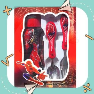 iSchoolDy Kids Kuromi Cinnamoroll Melody Unicorn My Little Pony Spiderman Car 350ML Mini Bottle Cutlery Set