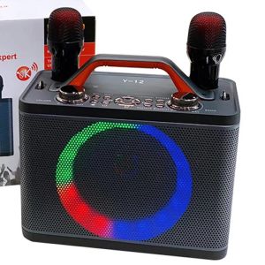 Y12 Bluetooth Speaker with Mic Wireless Bluetooth Dual Microphone Karaoke Duet Speaker
