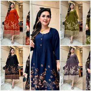 DRESS KEKINIAN TERBARU 2024 BUSUI JUMBO LENGAN 3/4//DRESS BUSUI WANITA LD 120//DRESS CIBI MURAH MOTIF TERBARU