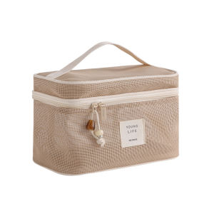 2025 Upgraded Breathable Mesh Makeup Pouch - Travel Toiletry Cosmetics Storage Organizer