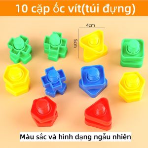 Set 5 cặp/10 cặp đồ chơi ốc vít nhựa to an toàn cho bé đồ chơi vặn vít giúp cho bé phát triển trí tuệ tư duy(giao màu ngẫu nhiên)