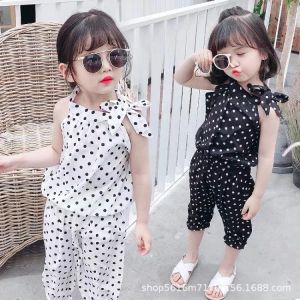 Summer Baby Girl Clothing Set Tops Pants Polka-dot Baju Kanak2 Perempuan Bowknot Clothes Baju Bayi Perempuan