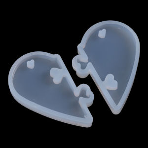 Cetakan Resin Puzzle Heart Puzzle Love Cetakan Gantungan Kunci Bentuk Couple Bentuk Hati Terbelah Cetakan Liontin Anting Kalung Bahan Silikon Karet Silicone Elastis Lentur Silicon Anti Lengket