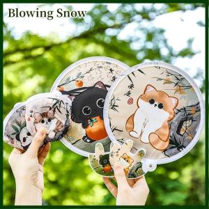 Blowing Portable Cartoon Folding Fan Kawaii Creative Foldable Fan Cool Summer Hand Fan Flying Disk Pocket Cloth Fan Gifts For Kids