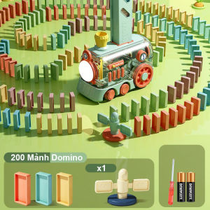 Đồ Chơi Tàu Hỏa Xếp Hình Domino Tự Động Có Đèn Và Âm Thanh Vui Nhộn Cho Bé - Đồ Chơi Lắp Ráp Giải Trí Phát Triển Thông Minh