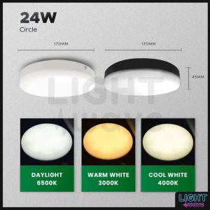 [2 YEARS WARRANTY] 24W/36W 3 COLOR BLACK/WHITE ROUND/SQUARE LED SURFACE PANEL LIGHT HIGH QUALITY SURFACE DOWNLIGHT