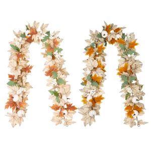 ZG285 ดอกไม้ประดิษฐ์ประดิษฐ์ เถาใบเมเปิ้ลประดิษฐ์ เหมือนจริงจริง ต้นไม้เทียมเลียนแบบ พวงมาลัยใบไม้เมเปิ้ล ประณีตประณีตประณีต ยืดหยุ่นได้ ใบไม้ประดิษฐ์ประดิษฐ์ ใบไม้ร่วงและใบไม้ร่วง