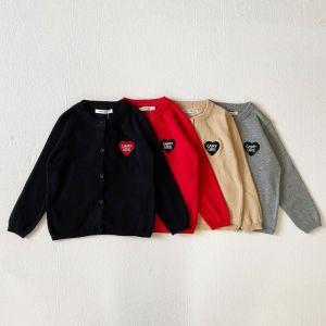 เสื้อคลุมเด็ก เสื้อคลุมคาร์ดิแกน เสื้อกันหนาวเด็ก ปักหัวใจ Size 80-140cm【KOALABABY】