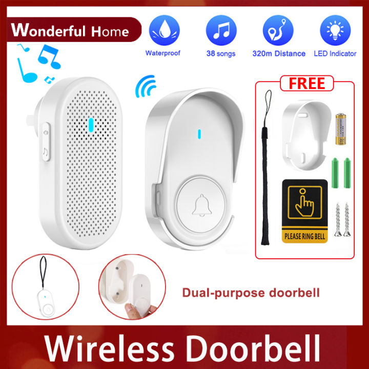 Wireless doorbell with waterproof cover IP55 waterproof 320M distance ...