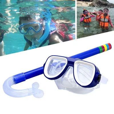 MAS GOODS Kids Swimming Goggles Swimming Diving Snorkel Scuba Scuba Diving Kids Snorkel Set (BLACK)