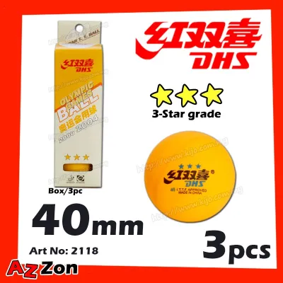 DHS Ping-Pong Balls 3 stars 40mm 1box=3pcs /红双喜3星乒乓球1盒3粒装