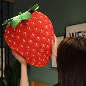 35CM Simulation Big Strawberry Plush Pillow Stuffed Soft Fruit Dolls Identical Strawberry Plush Toys for Room Decor Cushion2026