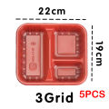 25Pcs Red Bento Box with Lids 1/2/3/4/5 Grid Partition Takeaway Packaging Box 10Pcs. 