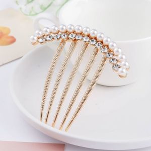 ALENADAY - Sirkam Sanggul Rambut Modern Korea Wanita Dewasa Tusuk Konde Mahkota Mutiara Cantik MHT07