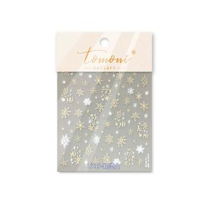 BAIXL 5D Bronzing Diamond Christmas Snowflake Nail Sticker Nail Accessories Shell Light Christmas Diamond Nail Decal Xmas Stickers Christmas Tree Xmas Nail Decoration Winter
