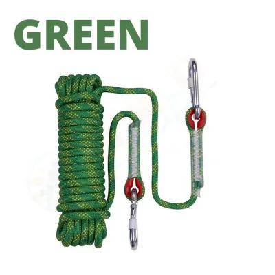 【COD】 10m/20m/30m Climbing Rope Static Utility 2 Carabiners for Outdoor Activities Hammock Rope Safety Rope Outdoor Safety Survival Equipment Lanyard Climbing Rope Hiking Mountaineering Rescue Equipment