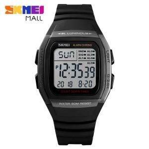 SKMEI 1278 Mens Sports Watch Dual Time 5 Groups Daily Alarm Snooze Hourly Chime Timer Chronograph Countdown Calendar 50m Waterproof Backlight