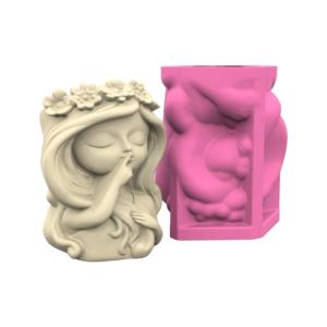 Silicone Flower Pot Mold With Adorable Girl Design Multi Purpose Crafting Tool For Cement Plaster Resin Projects