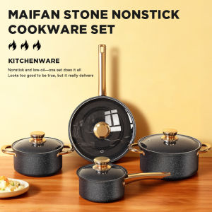 Dreepor 4PCS Cookware Set Non-Stick Wok Duarble Proficient Cooking Partner Wok/Pot/Pan Easy to Clean Non-Stick Cookware Set
