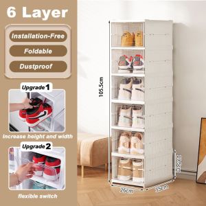 JJ.SG Foldable Shoe Box Transparent Shoe Cabinet Stackable Shoe Storage Box Home Shoe Rack Cabinet