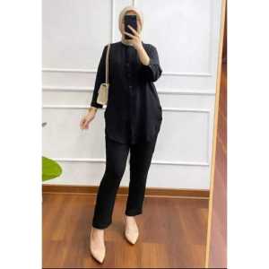 Setelan Amanda Crinkle Airflow Premium/One Set Vianda Crinkle Airflow Premium/Baju Setelan Kemeja Wanita Viral