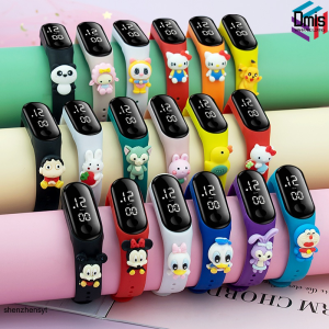 Cute Cartoon Led Silicone Touch Digital Waterproof and Drop-resistant Watch