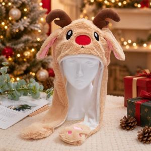 HOTOTO Funny Plush Christmas Hat Cartoon Design Windproof Santa Claus Hat Creative Pinch Airbag Reindeer Hat Christmas Party