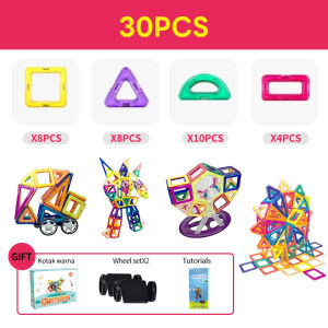 CoolToy 30/60/72 PCS DIY Block Bangunan Lembar Magnet Mainan Keping Magnet Susun Mainan Edukasi