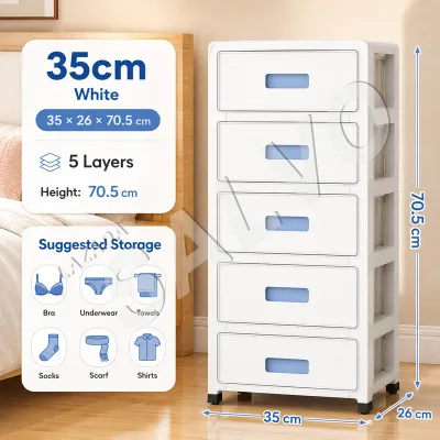 SALVO Multi-layer Drawer Bedside Cabinet Durabox Bedroom Cabinet Space-saving With Wheels Table Storage Cabinet Space Savers