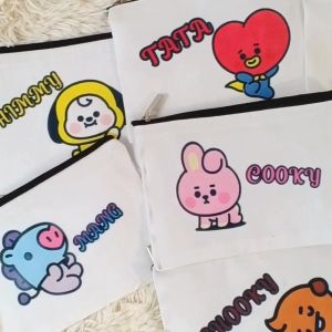 CMYK Customized Personalized Name 4 x 6 BT21 Character Cooky Koya Tata Canvas Pouch Gift Ideas