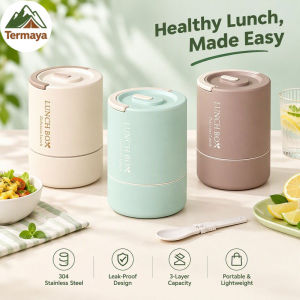 Termaya 3-Layer Stainless Steel Insulated Lunch Box Leakproof Thermal Food Container Bento Box Bekas Makan