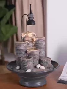 Water Fountain Indoor Feng Shui Decorative Accessories Water Fountain Indoor Japanese Desktop Bring in Wealth and Treasure Flowing Water Ornaments Home Decoration Items Water Fountain Desktop Decoration Accessories
